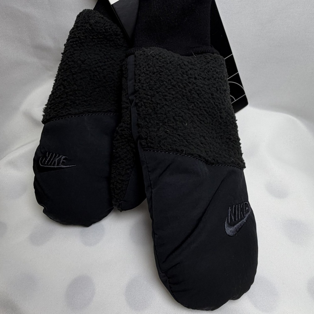 Nike Sherpa Fleece Winter Warm Mittens Women's Size XS/S Black